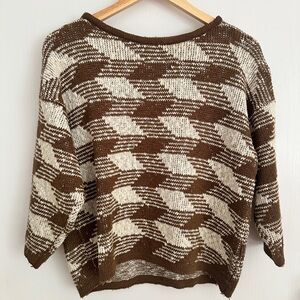 Vintage Brown & Cream Textured Knit Sweater – Japan Find